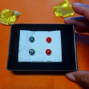 Earings Red and Gray 2 pairs